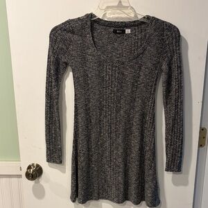 BDG Gray Ribbed Scoop Neck Long Sleeve Dress XS